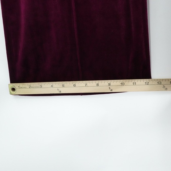 Halara Pants Womens XL Burgundy Velvet Flare High Waist Stretch Lounge Boho Luxe - Picture 8 of 11